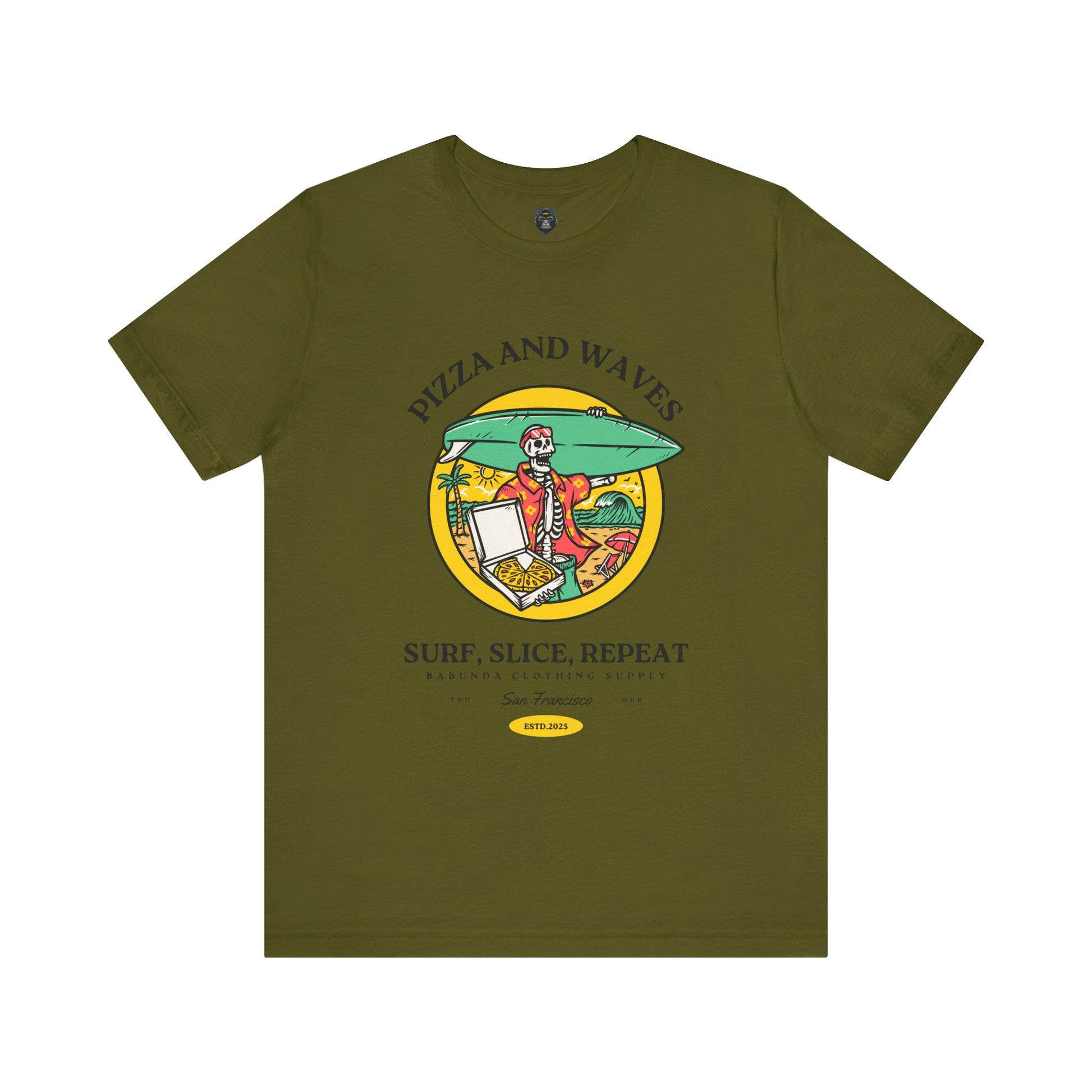 Surf-Inspired Pizza Tee - Perfect for Beach Lovers, Summer Vibes, Casual Wear