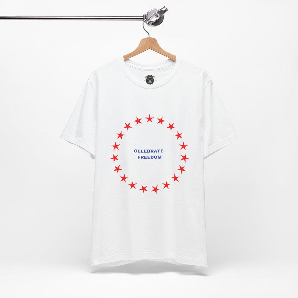 Celebrate Freedom Unisex Jersey Tee, Independence Day Shirt, Patriotic Apparel