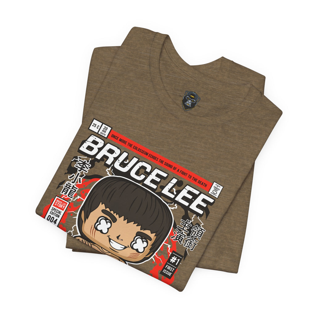 Bruce Lee Cartoon Short Sleeve Tee, Unisex Graphic T-Shirt, Martial Arts Apparel, Gift for Bruce Lee Fans
