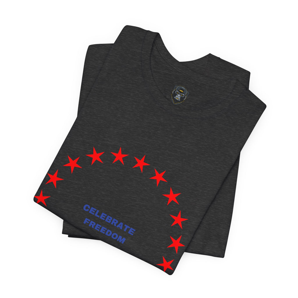 Celebrate Freedom Unisex Jersey Tee, Independence Day Shirt, Patriotic Apparel