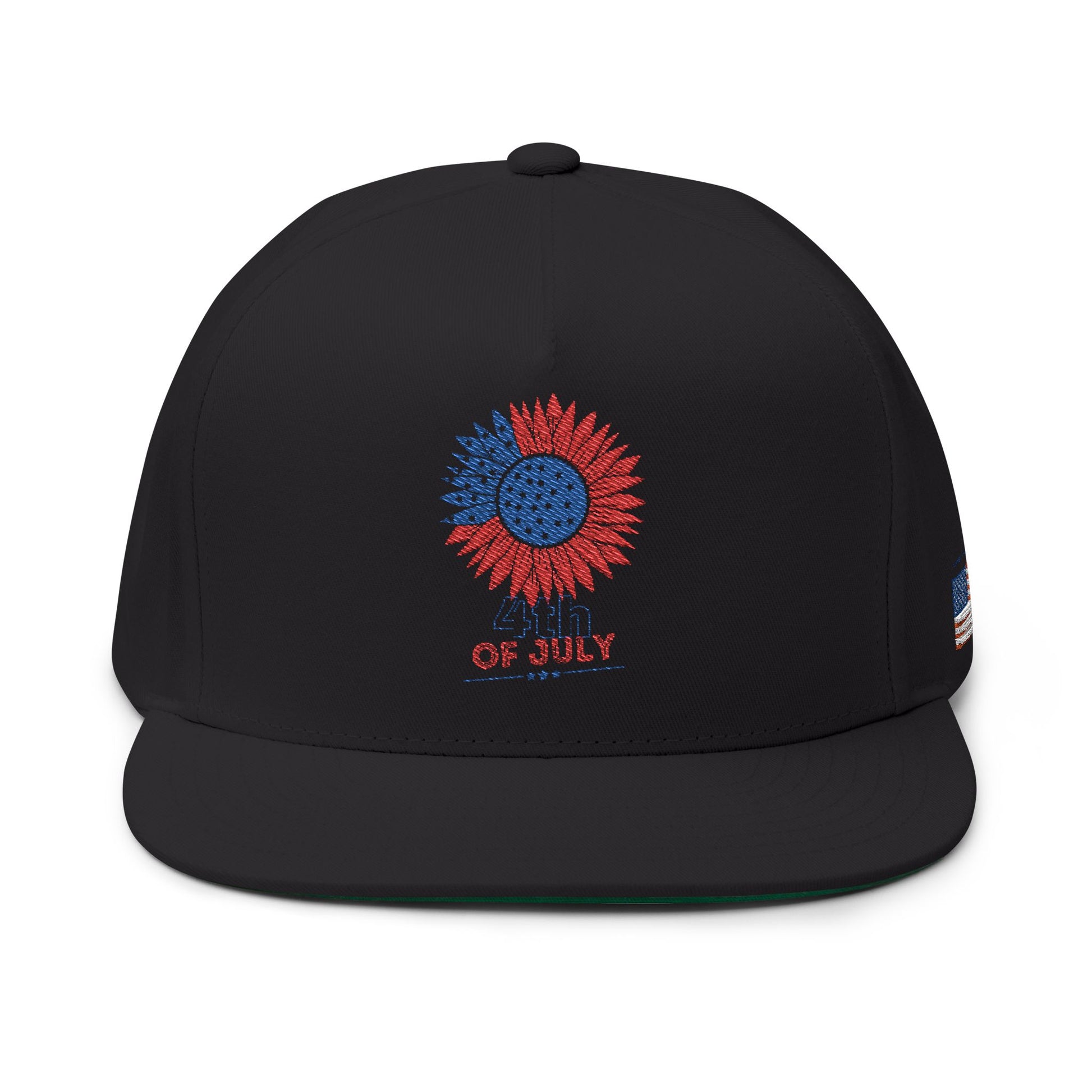 Patriotic Embroidered Flat Bill Cap | 4th of July | USA Flag Hat | Summer Outdoor Cap | Unisex Style | Trendy Headwear