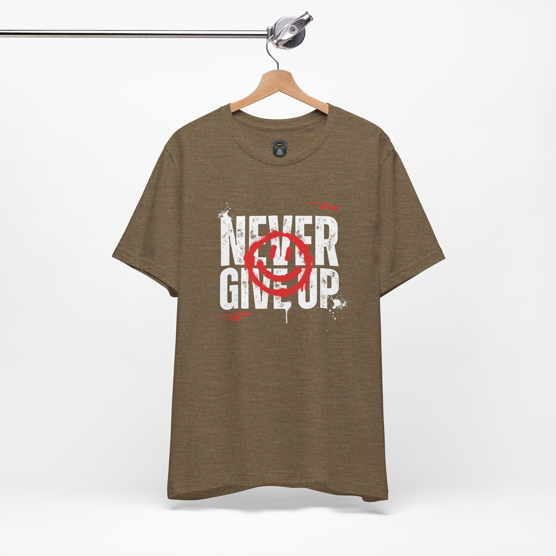Motivational Tee - 'Never Give Up' Graphic Shirt, Workout Tee, Inspirational Gift