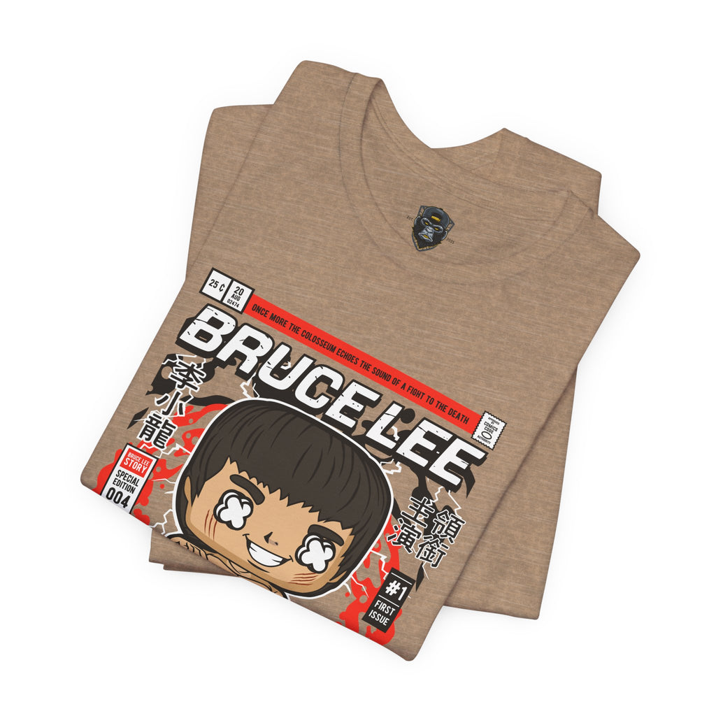Bruce Lee Cartoon Short Sleeve Tee, Unisex Graphic T-Shirt, Martial Arts Apparel, Gift for Bruce Lee Fans