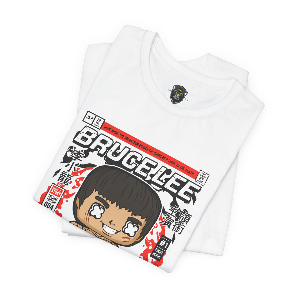 Bruce Lee Cartoon Short Sleeve Tee, Unisex Graphic T-Shirt, Martial Arts Apparel, Gift for Bruce Lee Fans