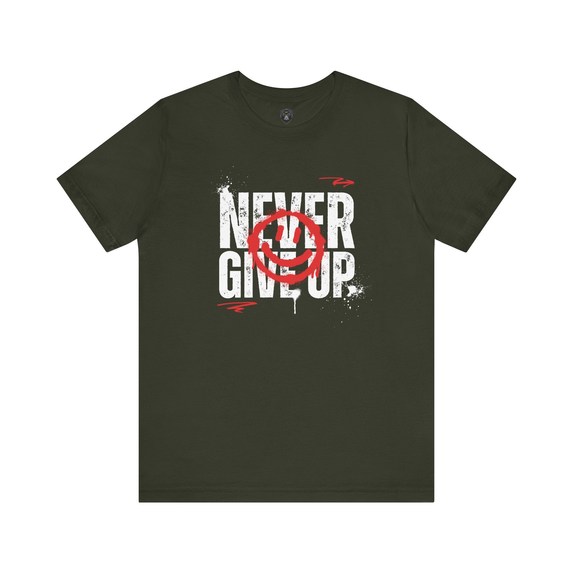 Motivational Tee - 'Never Give Up' Graphic Shirt, Workout Tee, Inspirational Gift