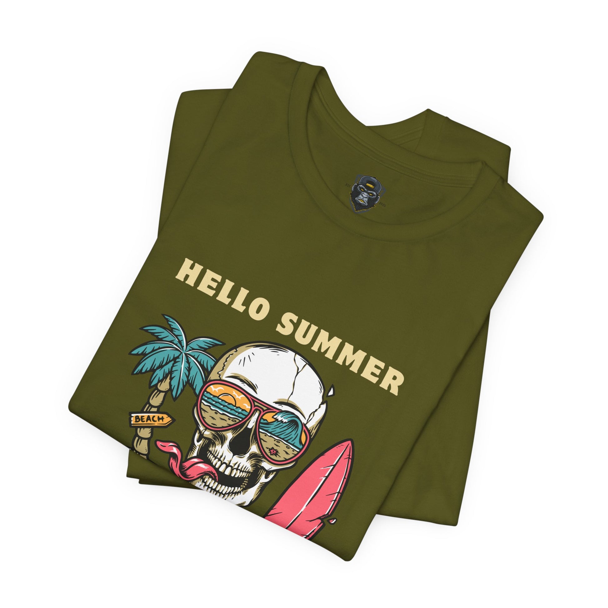 Summer Vibes Skull Tee, T-Shirt, Beachwear, Festival Shirt, Casual Summer Top, Gift for Him/Her