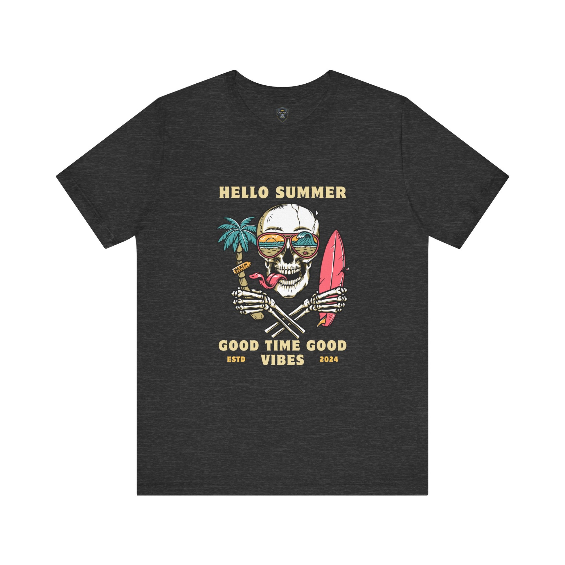 Summer Vibes Skull Tee, T-Shirt, Beachwear, Festival Shirt, Casual Summer Top, Gift for Him/Her