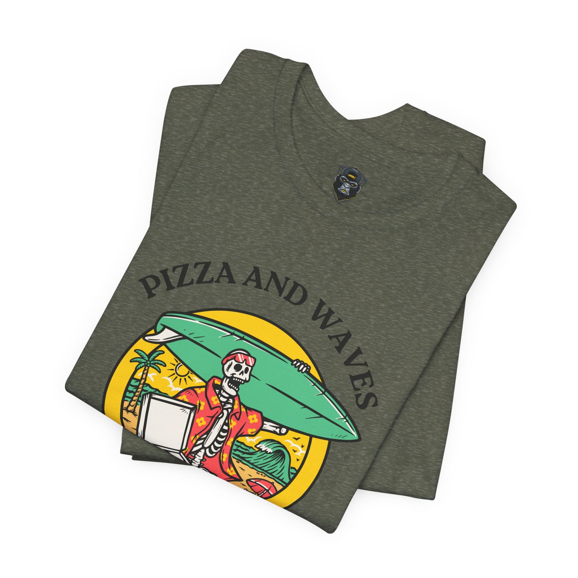 Surf-Inspired Pizza Tee - Perfect for Beach Lovers, Summer Vibes, Casual Wear