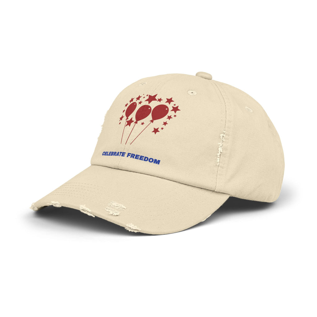 Celebrate Freedom Distressed Cap, Unisex Baseball Hat, Vintage Style Cap