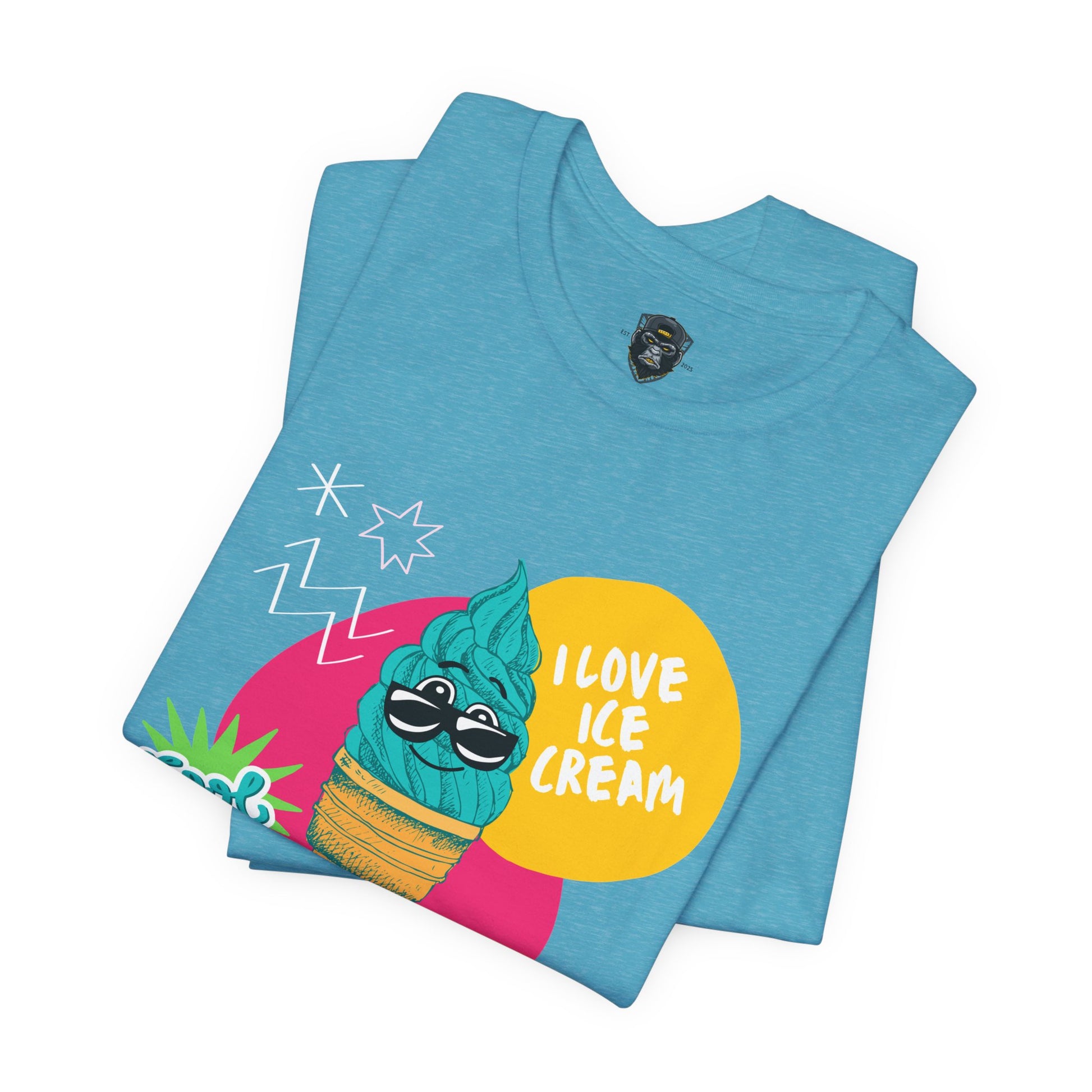 I Love Ice Cream Jersey Tee, Cool Summer Shirt, Fun Graphic Tee, Ice Cream Lover Gift