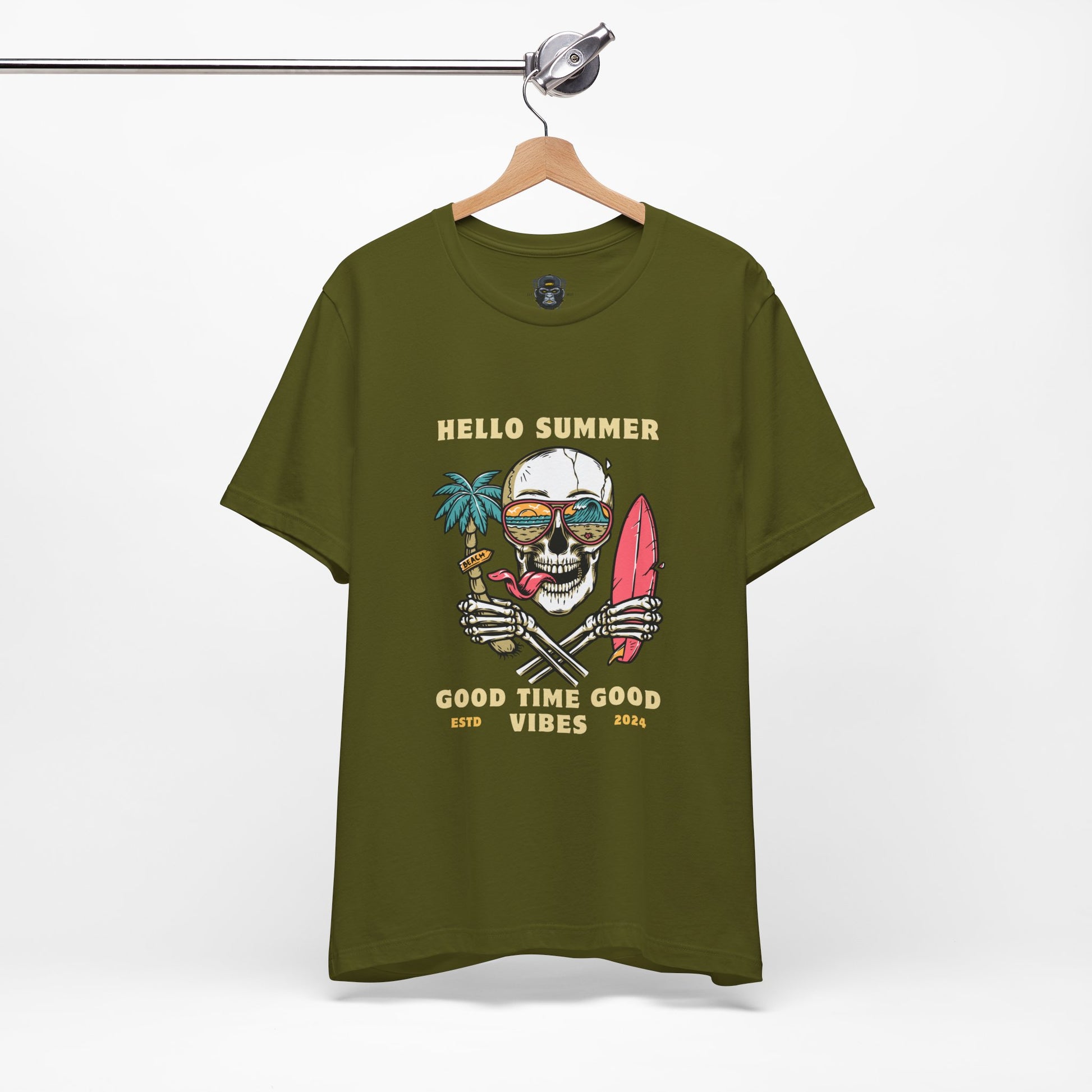 Summer Vibes Skull Tee, T-Shirt, Beachwear, Festival Shirt, Casual Summer Top, Gift for Him/Her