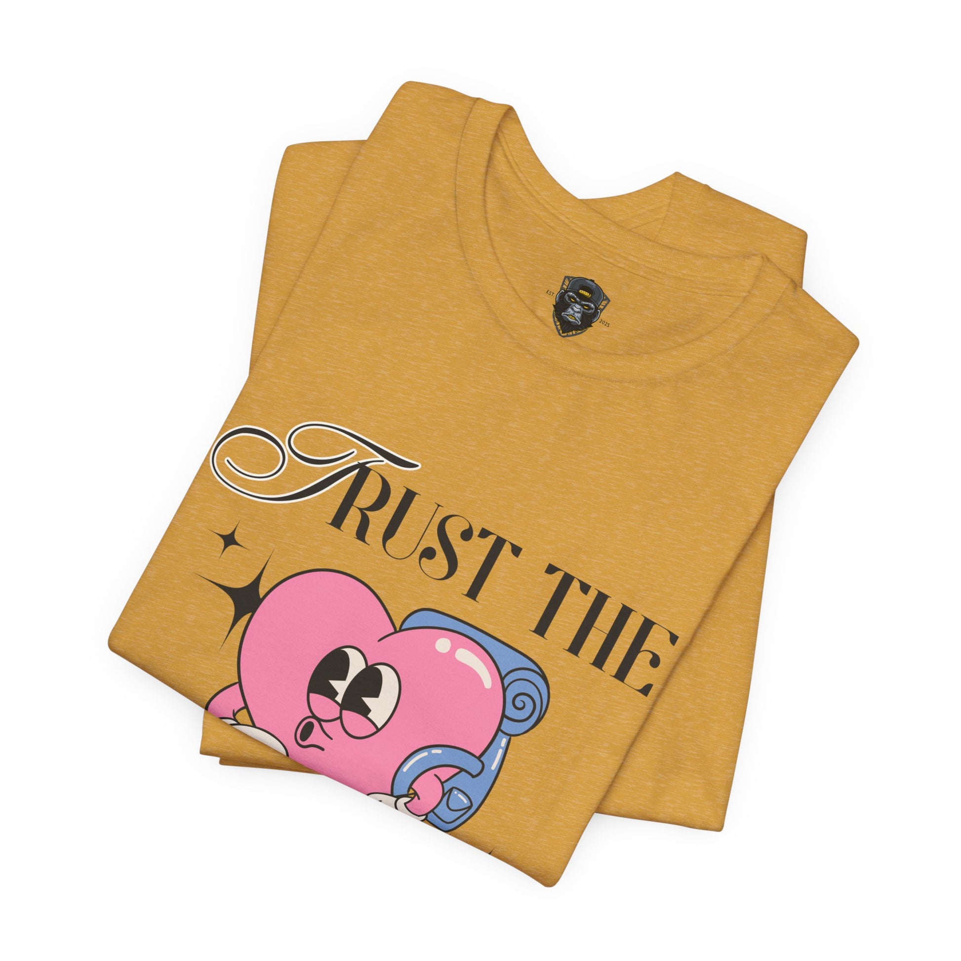 Trust The Process Heart T-Shirt, Motivational Graphic Tee, Unisex Short Sleeve Top