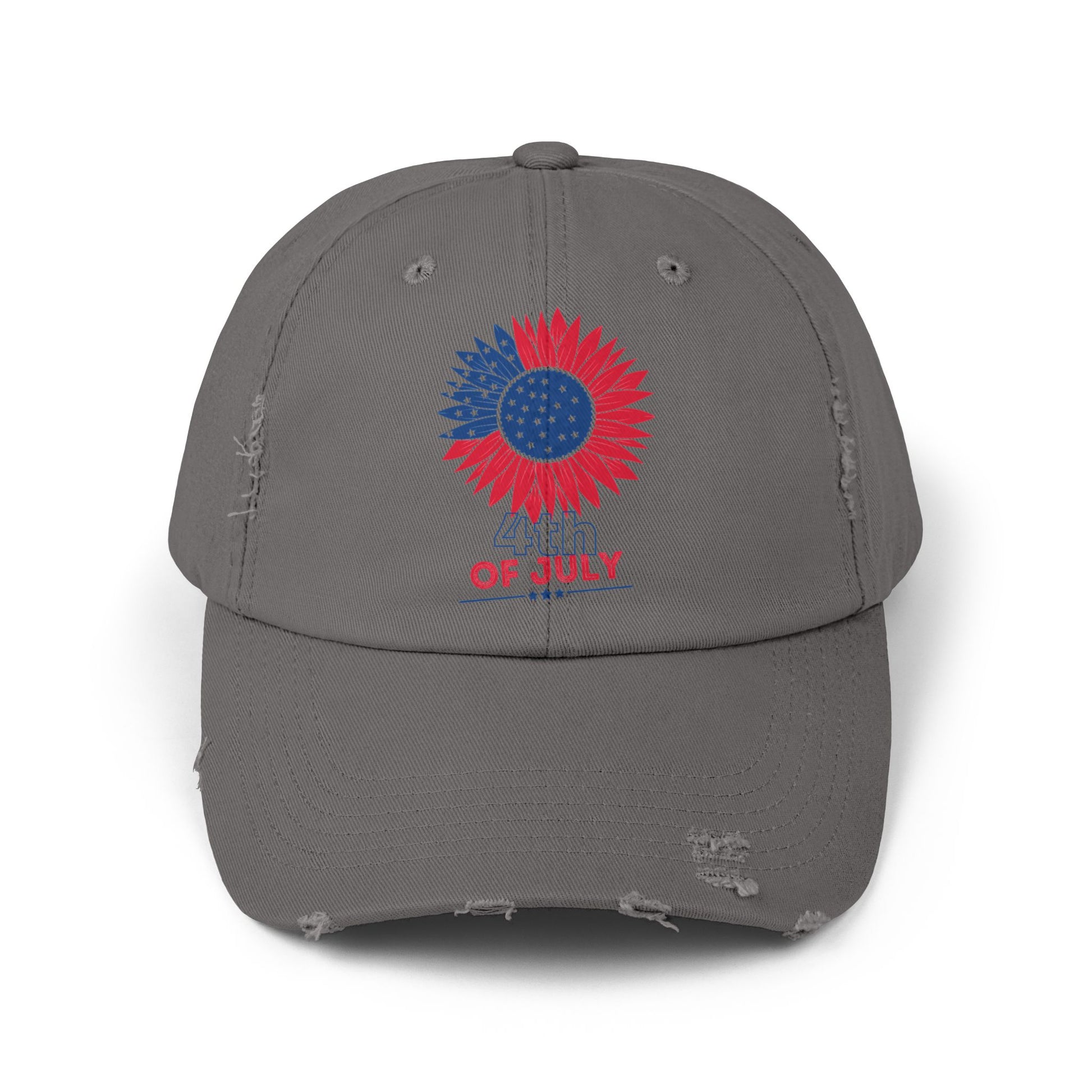 Patriotic Distressed Cap for July 4th Celebrations, Sunflower Cap, Unisex Cap