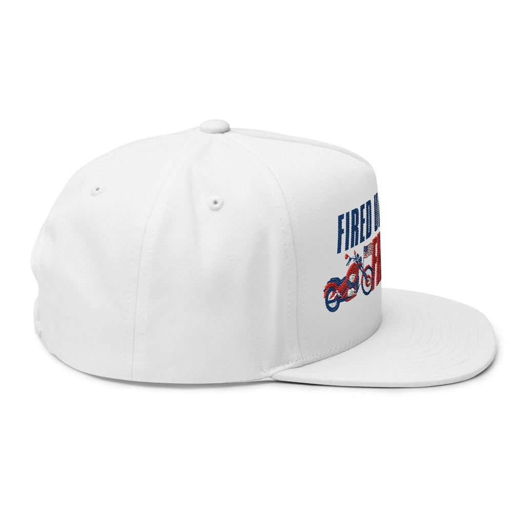 Fired Up for Freedom! Flat Bill Cap - Patriotic Hat, Motorcycle Lover Gift, Embroidered Cap, Fourth of July Accessory, Casual Style