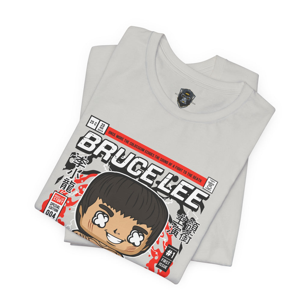 Bruce Lee Cartoon Short Sleeve Tee, Unisex Graphic T-Shirt, Martial Arts Apparel, Gift for Bruce Lee Fans