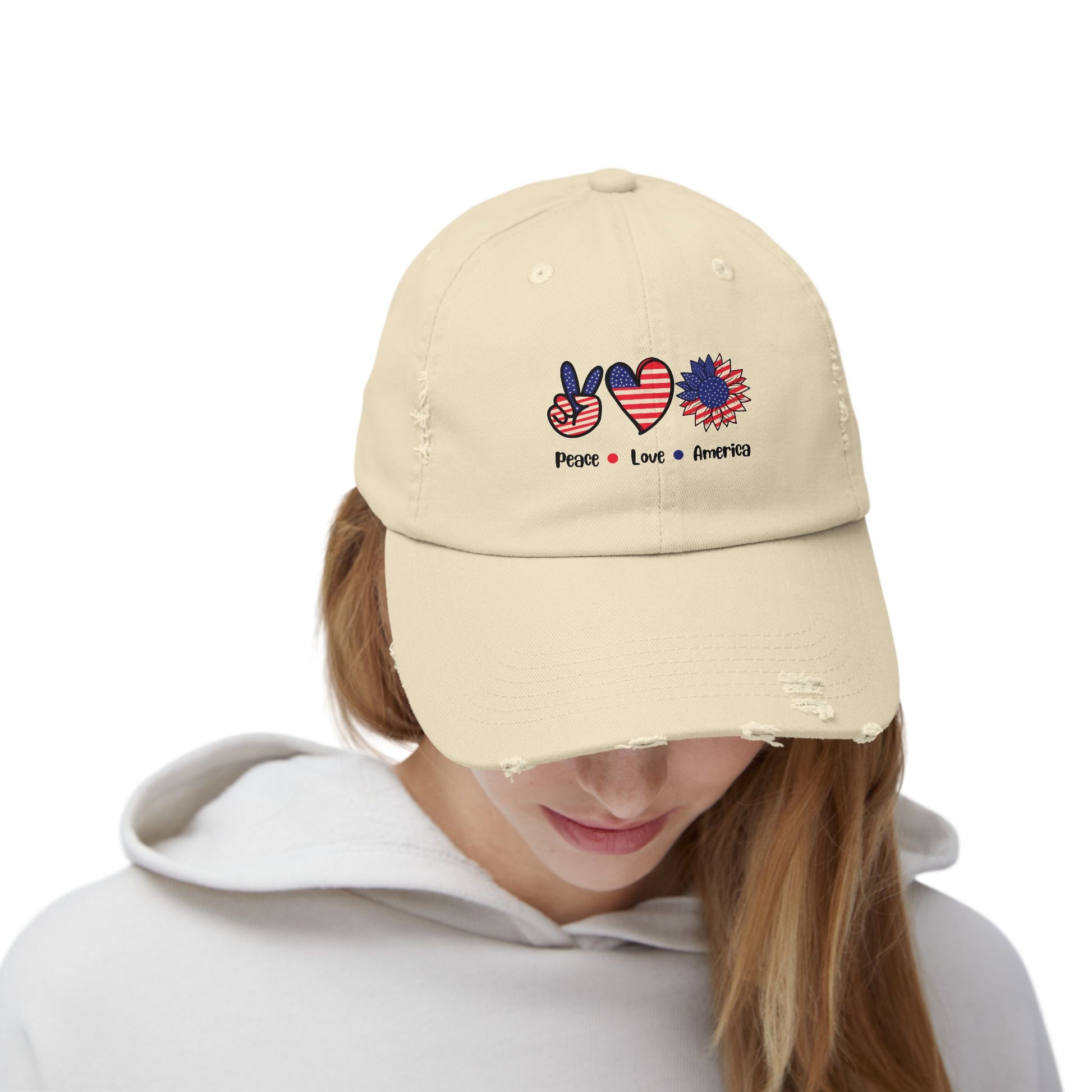 Unisex Distressed Cap with Heart Design, Trendy Hat, Casual Accessory, Gift for Him/Her, Summer Style, Everyday Wear