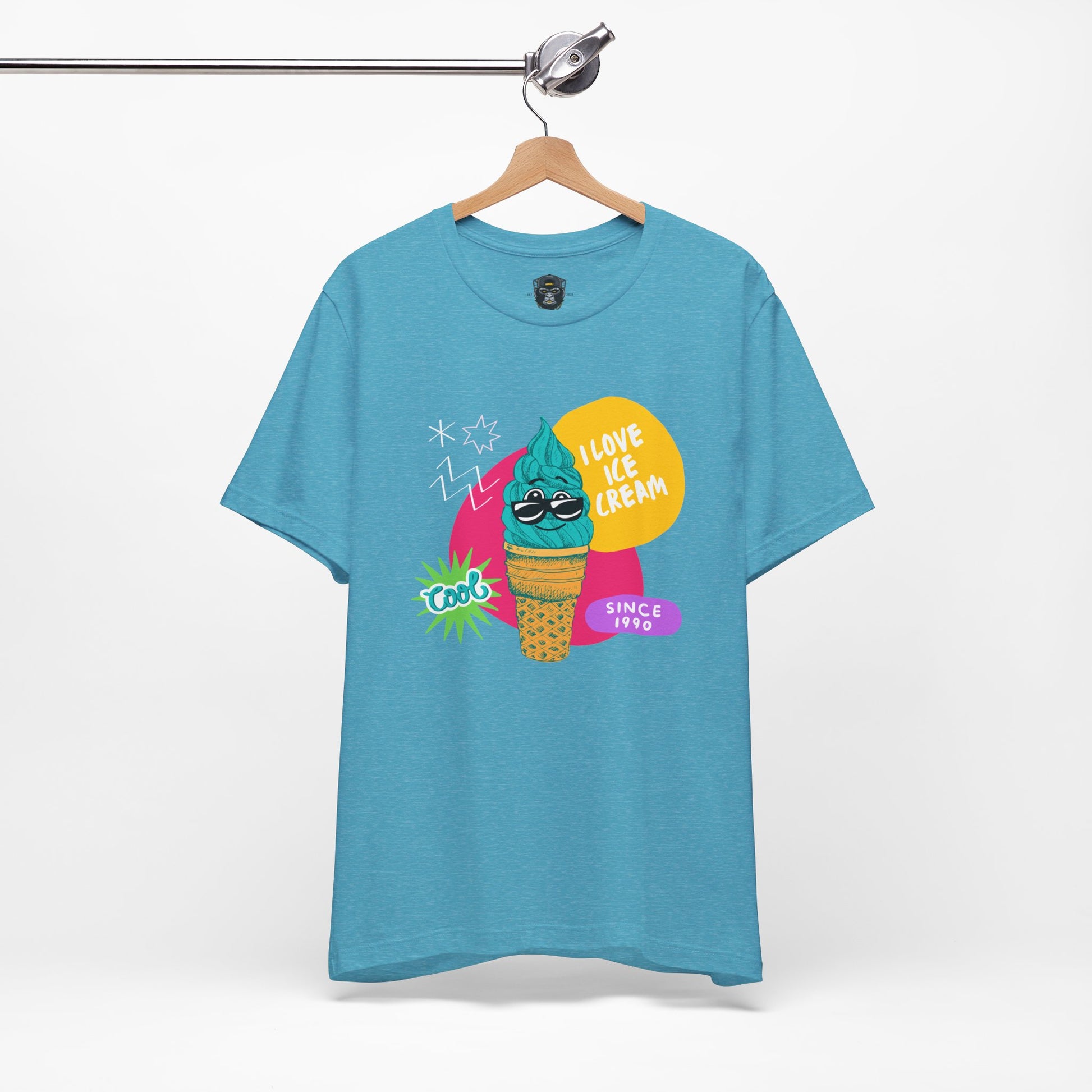 I Love Ice Cream Jersey Tee, Cool Summer Shirt, Fun Graphic Tee, Ice Cream Lover Gift