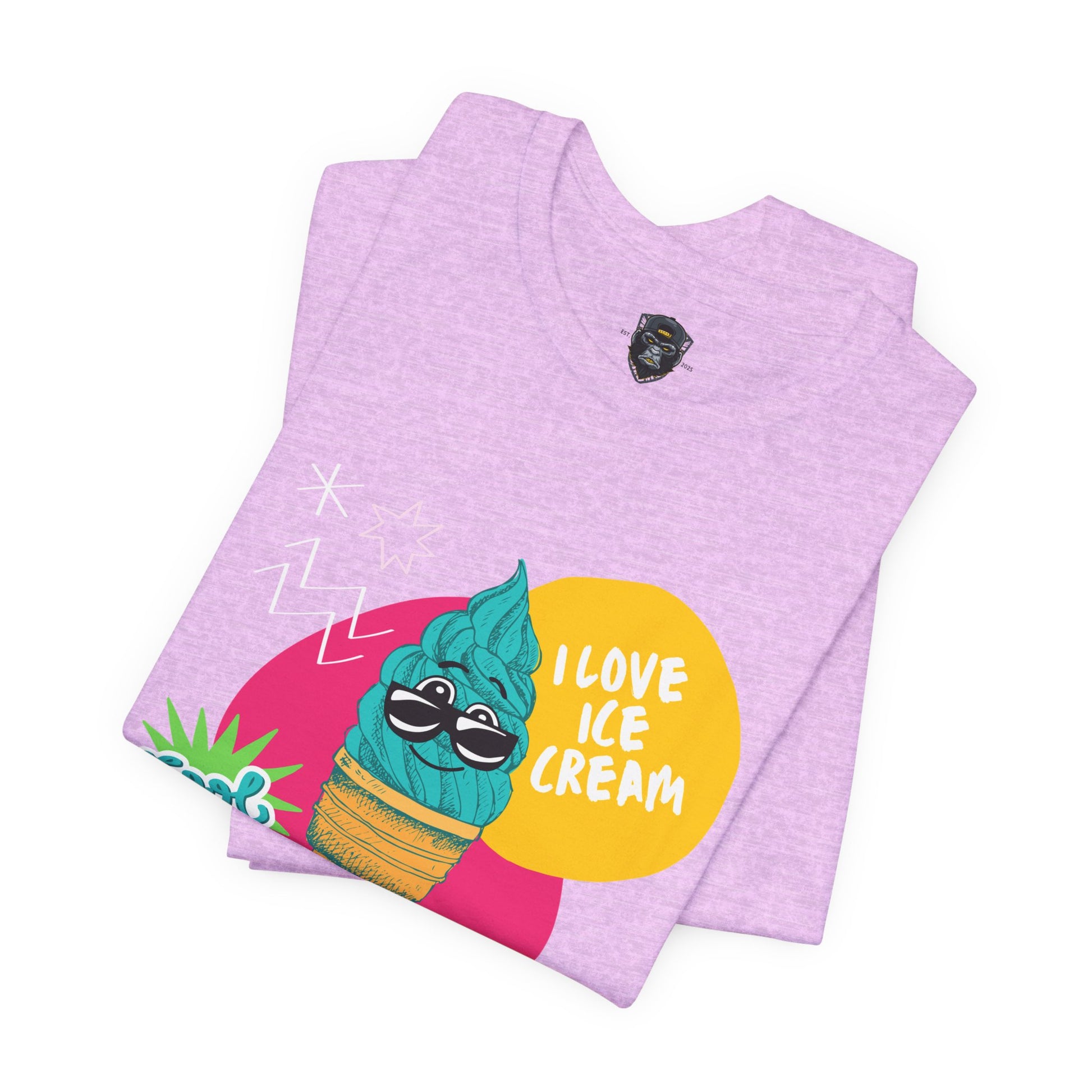 I Love Ice Cream Jersey Tee, Cool Summer Shirt, Fun Graphic Tee, Ice Cream Lover Gift