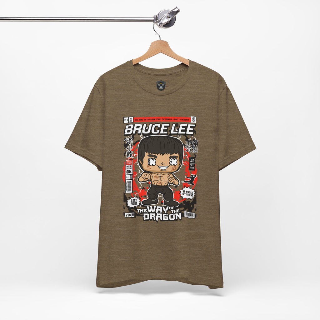 Bruce Lee Cartoon Short Sleeve Tee, Unisex Graphic T-Shirt, Martial Arts Apparel, Gift for Bruce Lee Fans