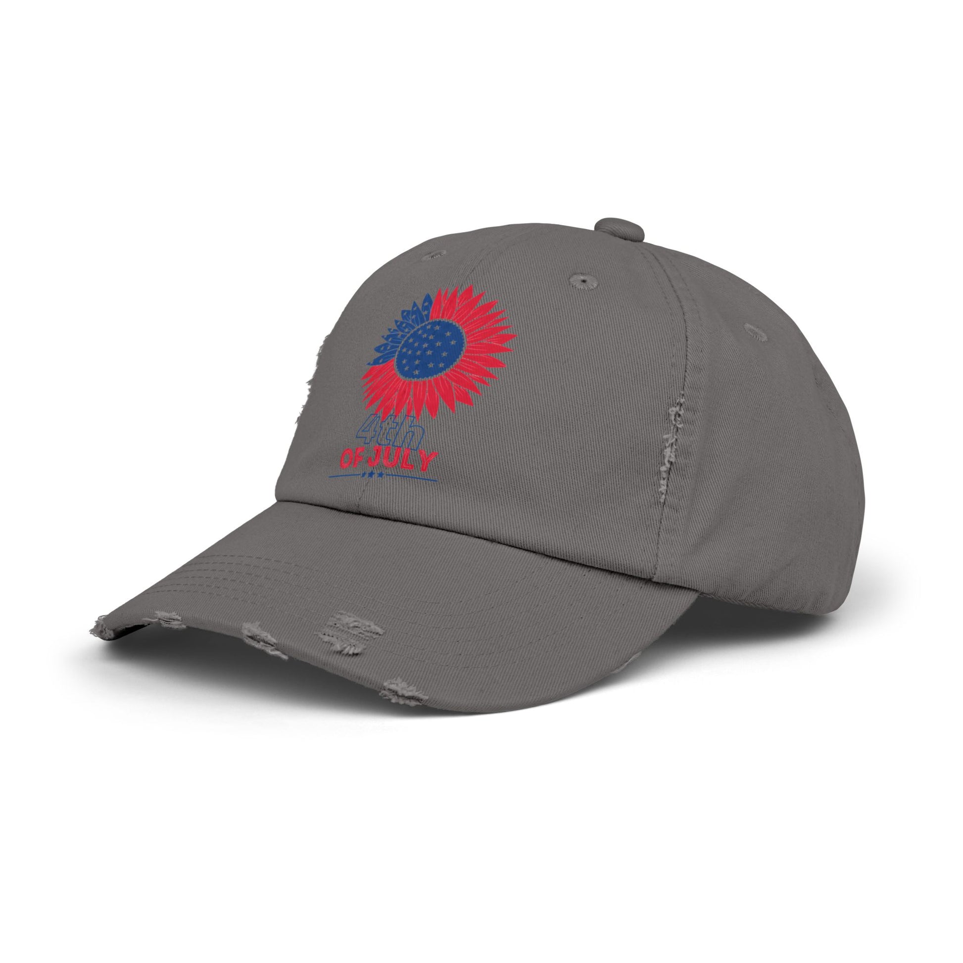Patriotic Distressed Cap for July 4th Celebrations, Sunflower Cap, Unisex Cap