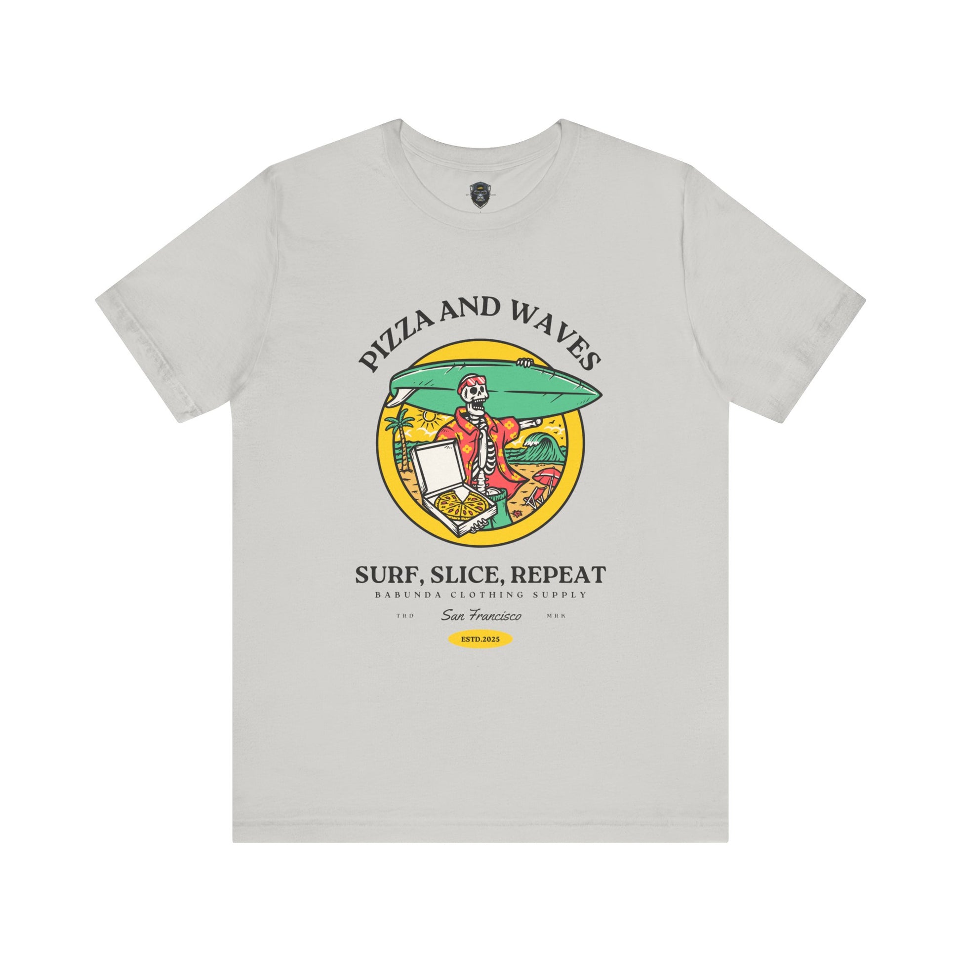 Surf-Inspired Pizza Tee - Perfect for Beach Lovers, Summer Vibes, Casual Wear