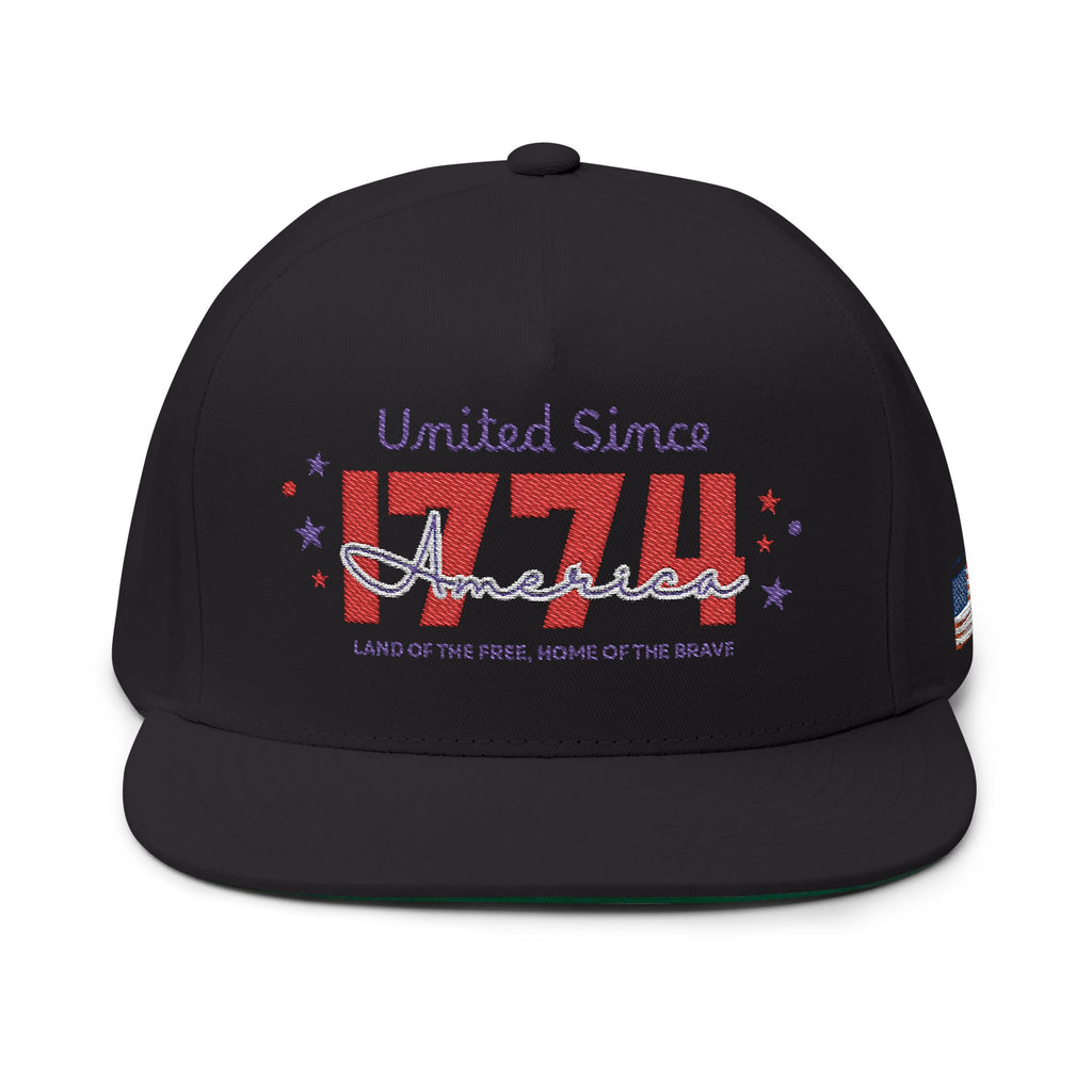 Patriotic Embroidered Flat Bill Cap, USA Hat, Independence Day Gift, Cool Summer Accessory