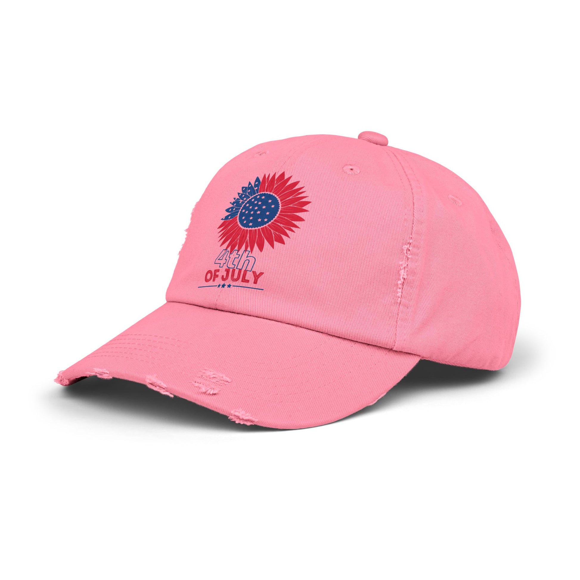 Patriotic Distressed Cap for July 4th Celebrations, Sunflower Cap, Unisex Cap