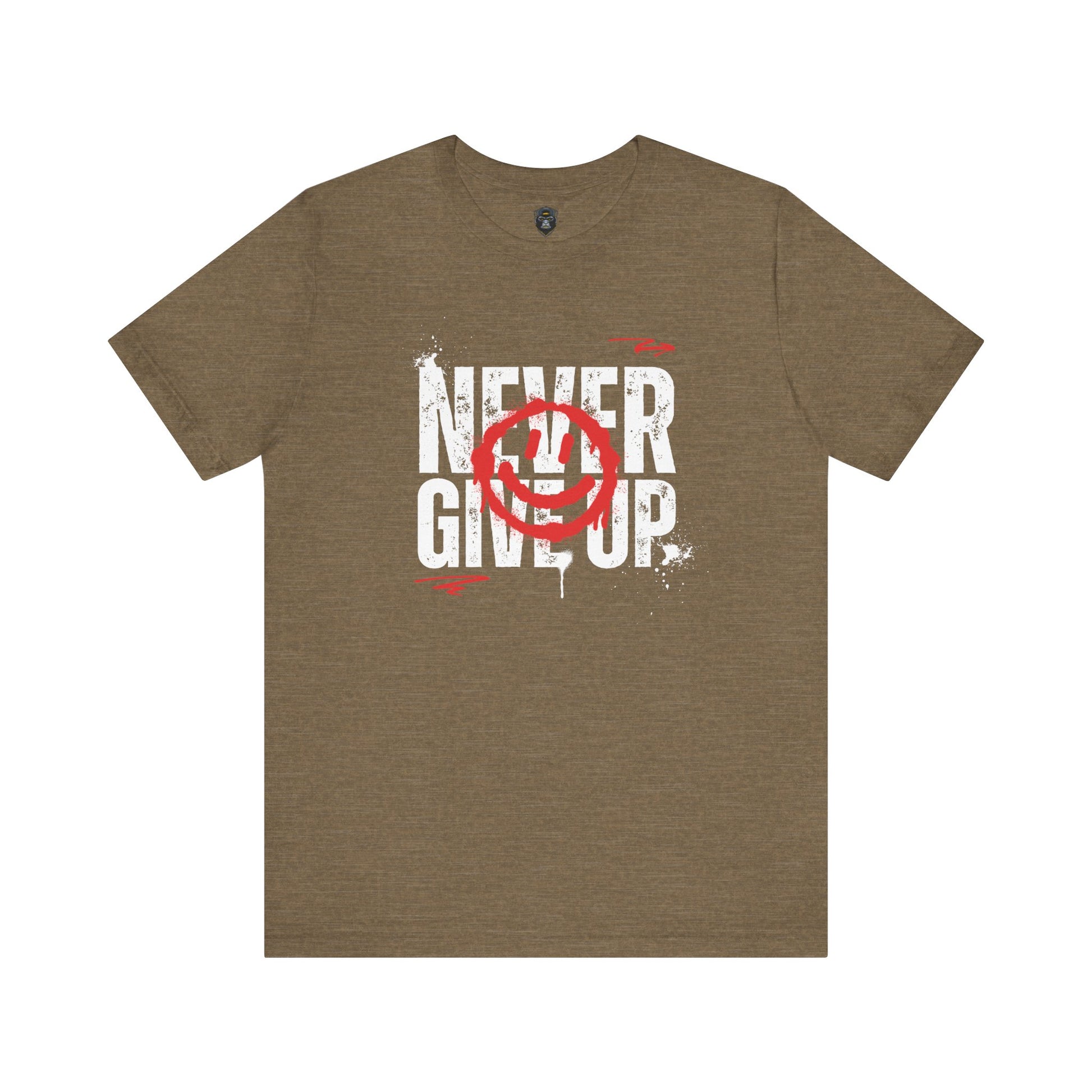 Motivational Tee - 'Never Give Up' Graphic Shirt, Workout Tee, Inspirational Gift