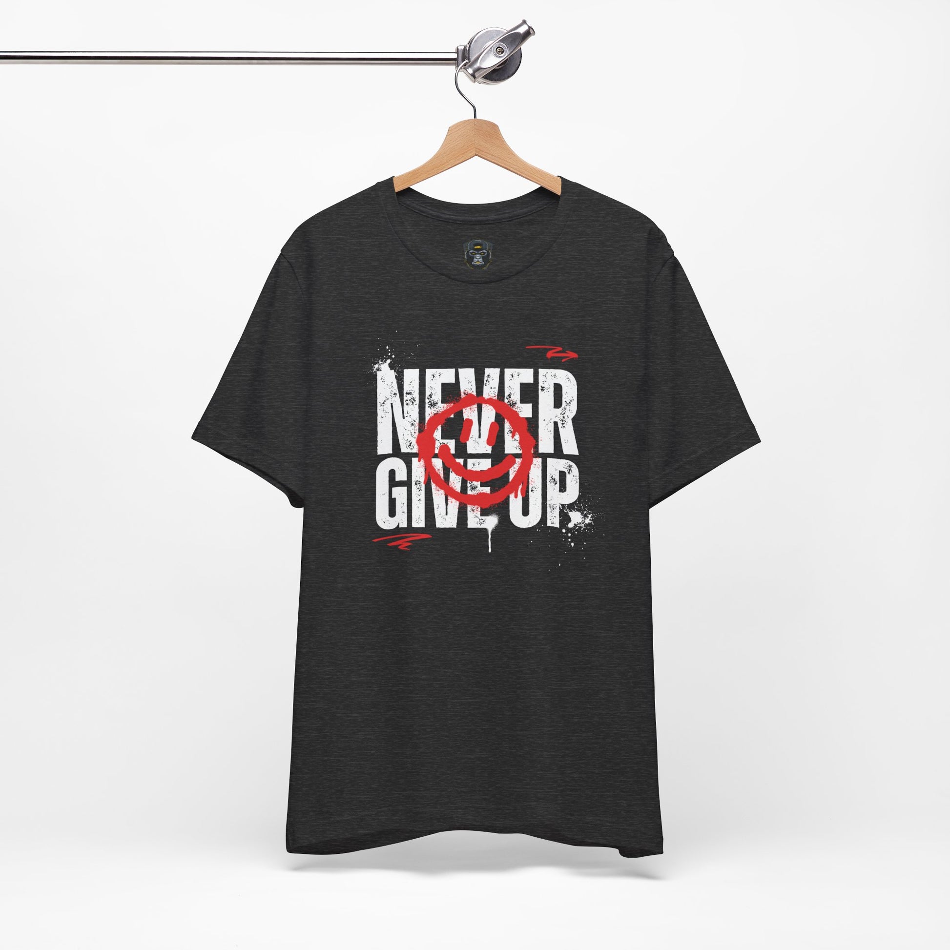 Motivational Tee - 'Never Give Up' Graphic Shirt, Workout Tee, Inspirational Gift
