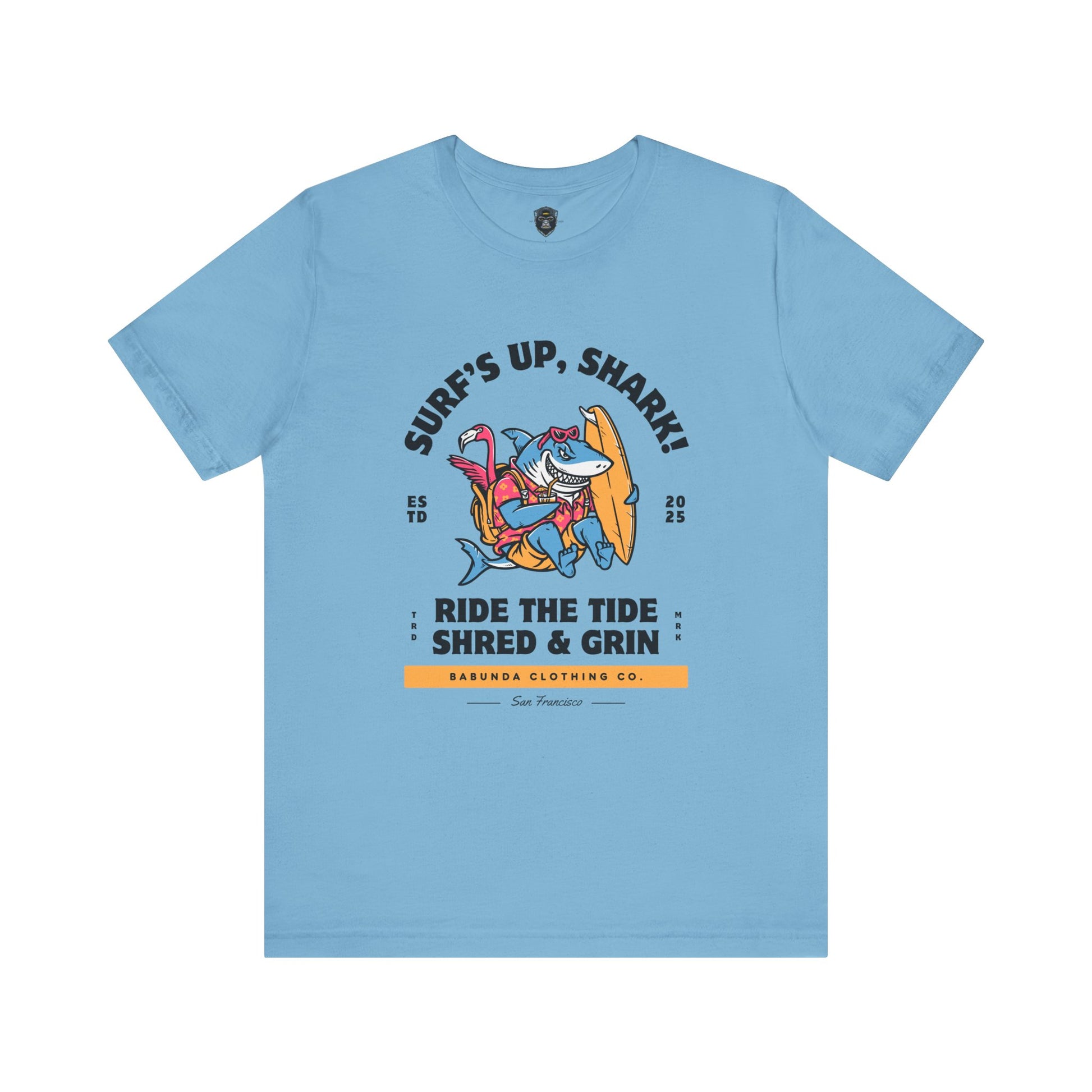Surf's Up Shark! Tee, Beach Vibes Shirt, Surfing Apparel, Dad Gift, Summer Fun T-Shirt