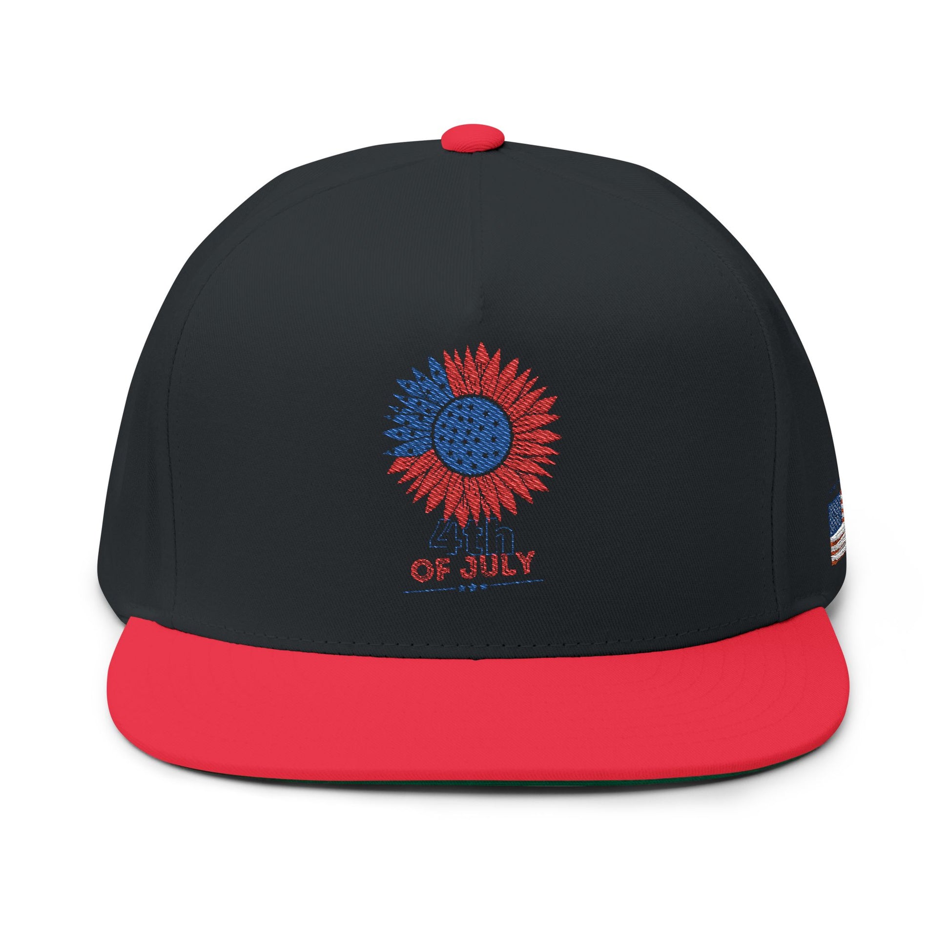 Patriotic Embroidered Flat Bill Cap | 4th of July | USA Flag Hat | Summer Outdoor Cap | Unisex Style | Trendy Headwear