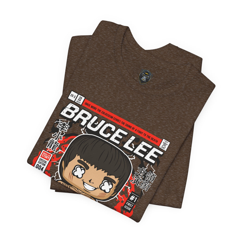 Bruce Lee Cartoon Short Sleeve Tee, Unisex Graphic T-Shirt, Martial Arts Apparel, Gift for Bruce Lee Fans