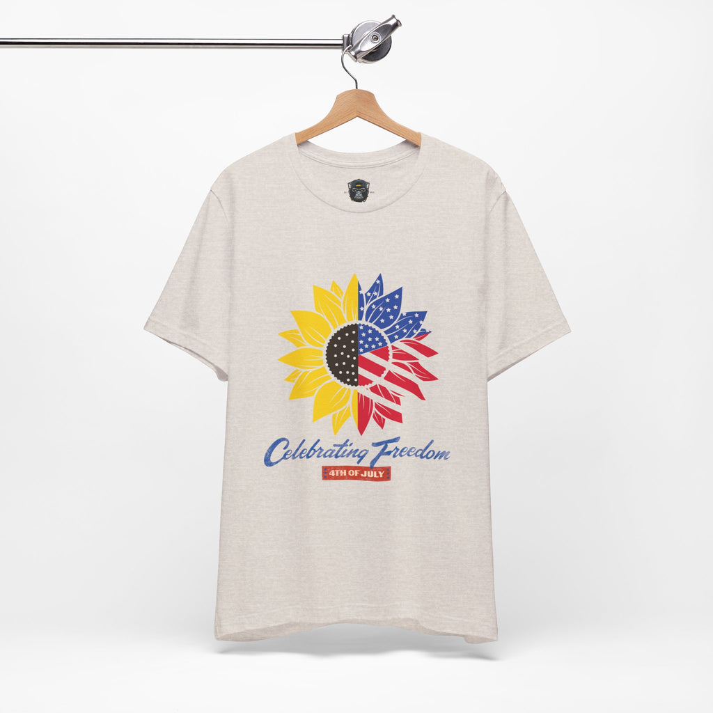 Patriotic Sunflower Tee, Celebrate Freedom T-Shirt, 4th of July Shirt, Unisex Independence Day Top