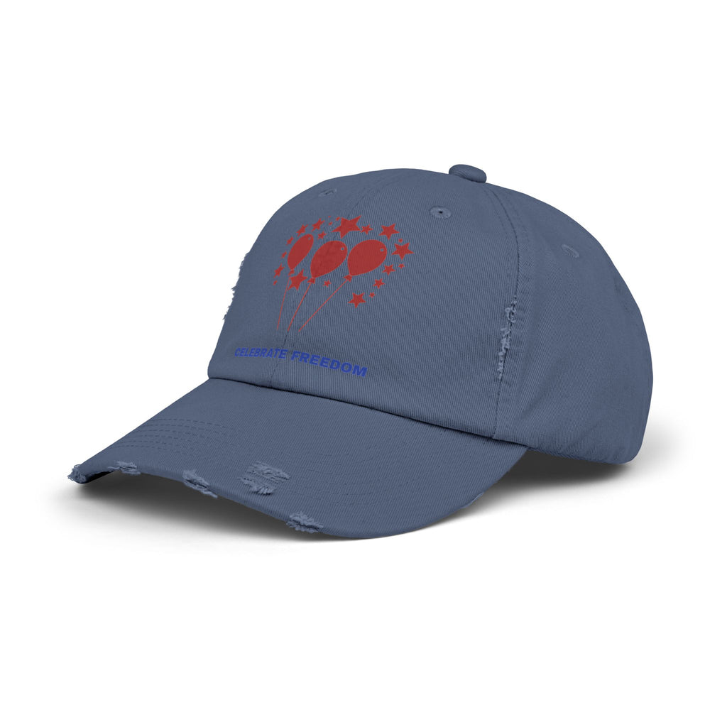 Celebrate Freedom Distressed Cap, Unisex Baseball Hat, Vintage Style Cap