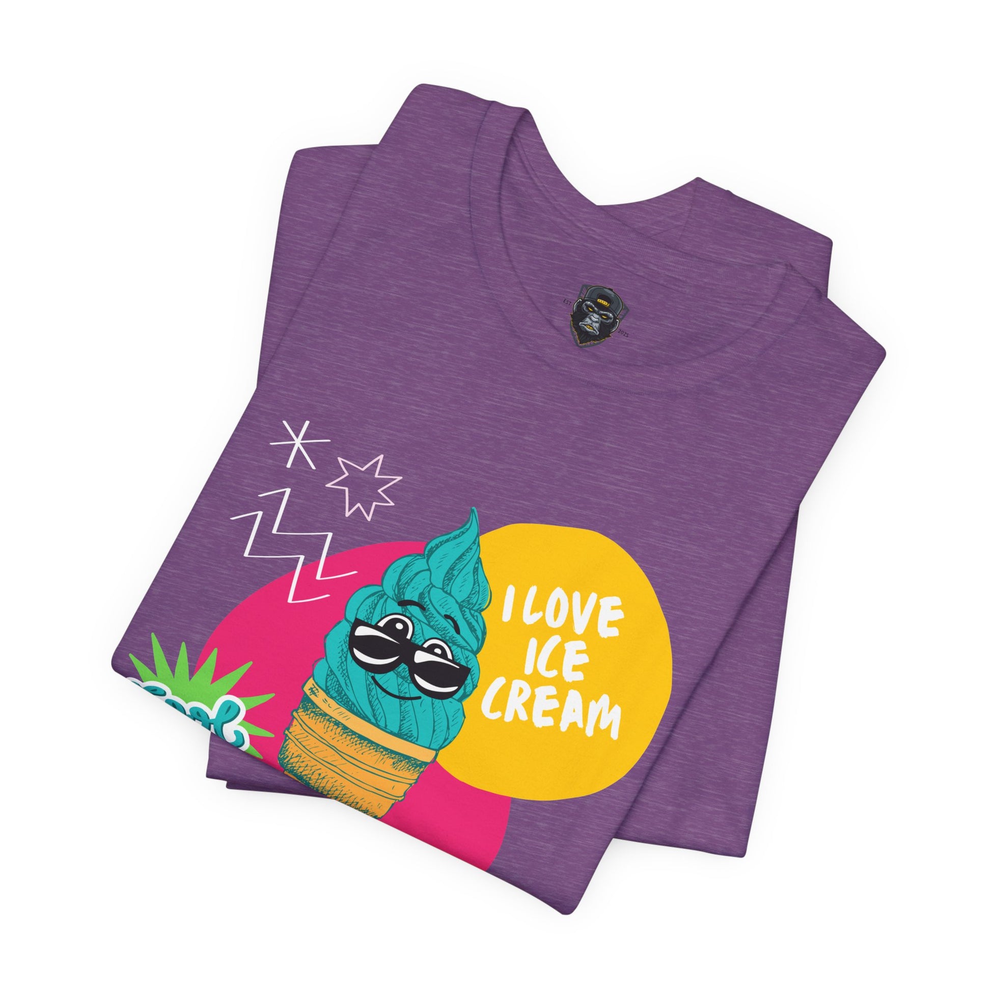 I Love Ice Cream Jersey Tee, Cool Summer Shirt, Fun Graphic Tee, Ice Cream Lover Gift