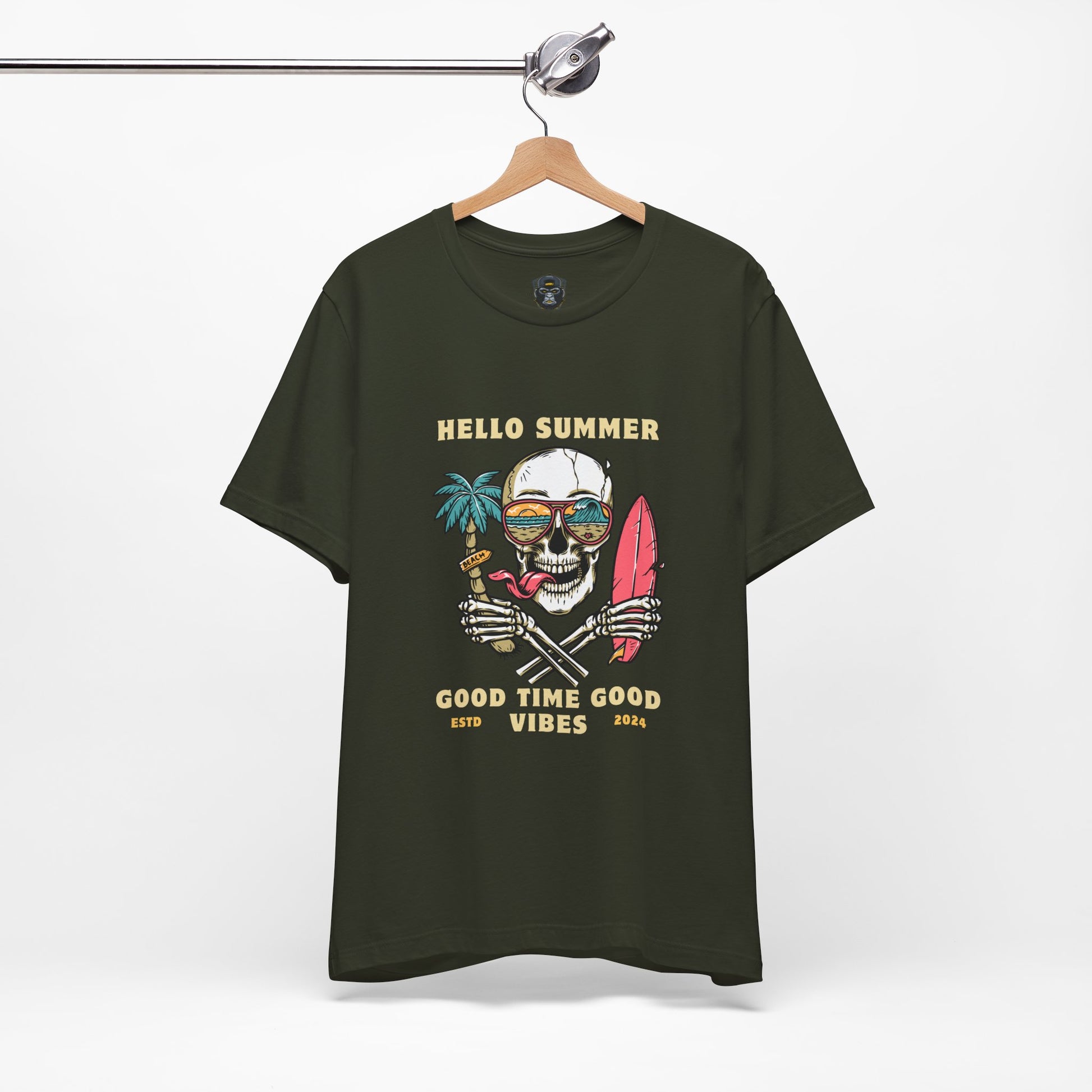Summer Vibes Skull Tee, T-Shirt, Beachwear, Festival Shirt, Casual Summer Top, Gift for Him/Her