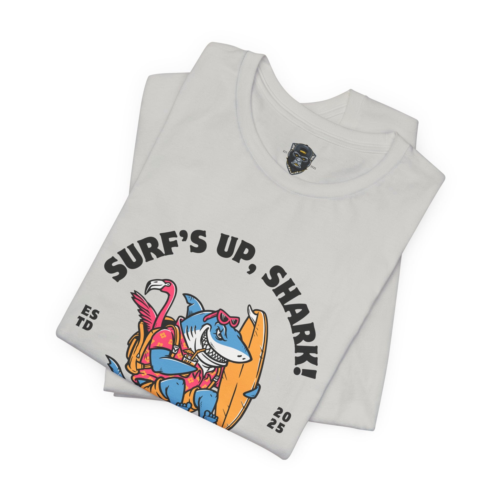 Surf's Up Shark! Tee, Beach Vibes Shirt, Surfing Apparel, Dad Gift, Summer Fun T-Shirt