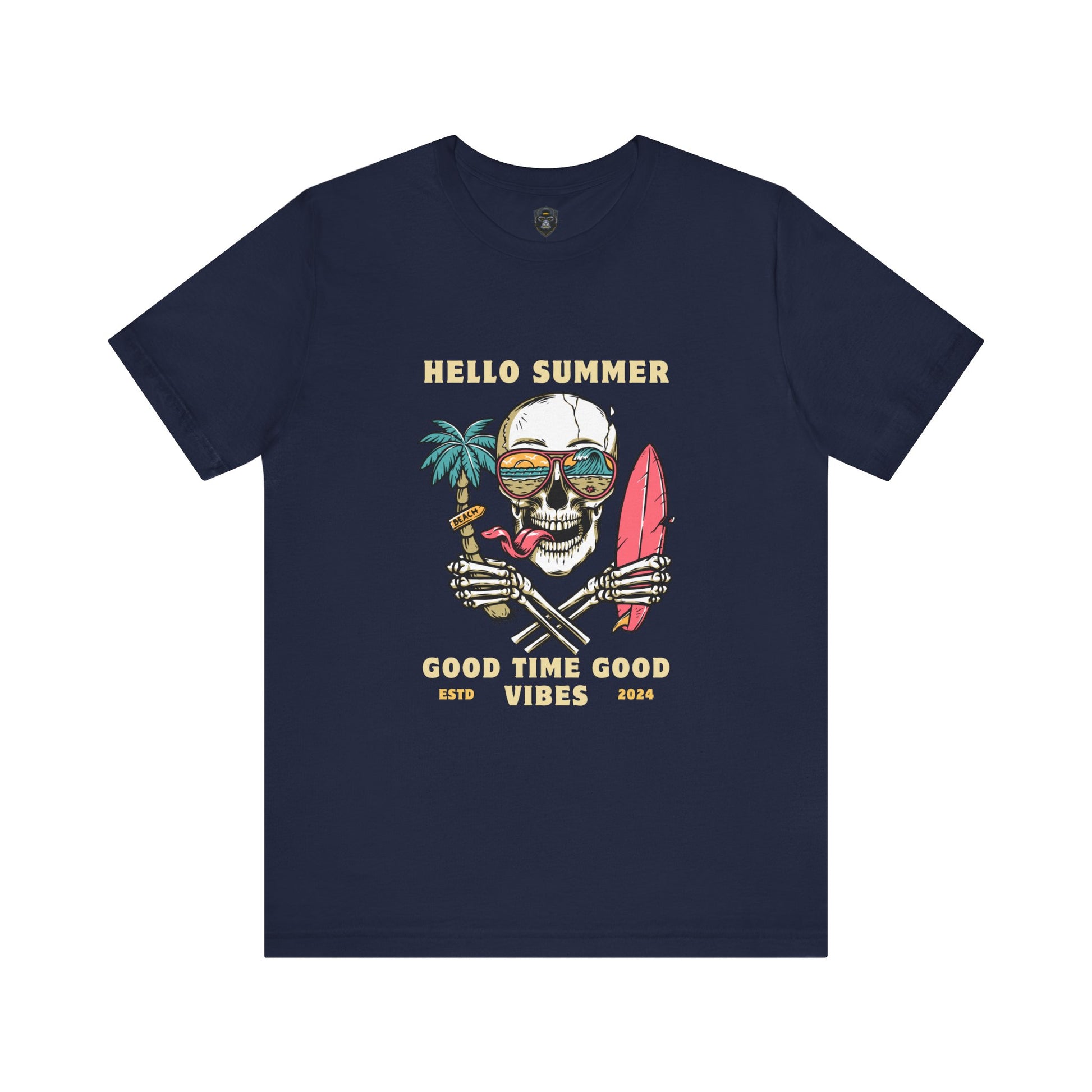 Summer Vibes Skull Tee, T-Shirt, Beachwear, Festival Shirt, Casual Summer Top, Gift for Him/Her