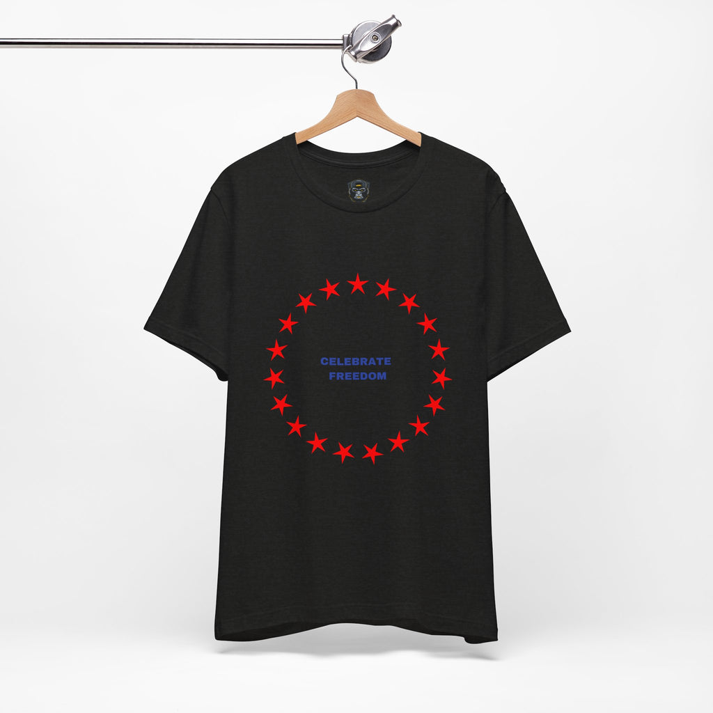 Celebrate Freedom Unisex Jersey Tee, Independence Day Shirt, Patriotic Apparel