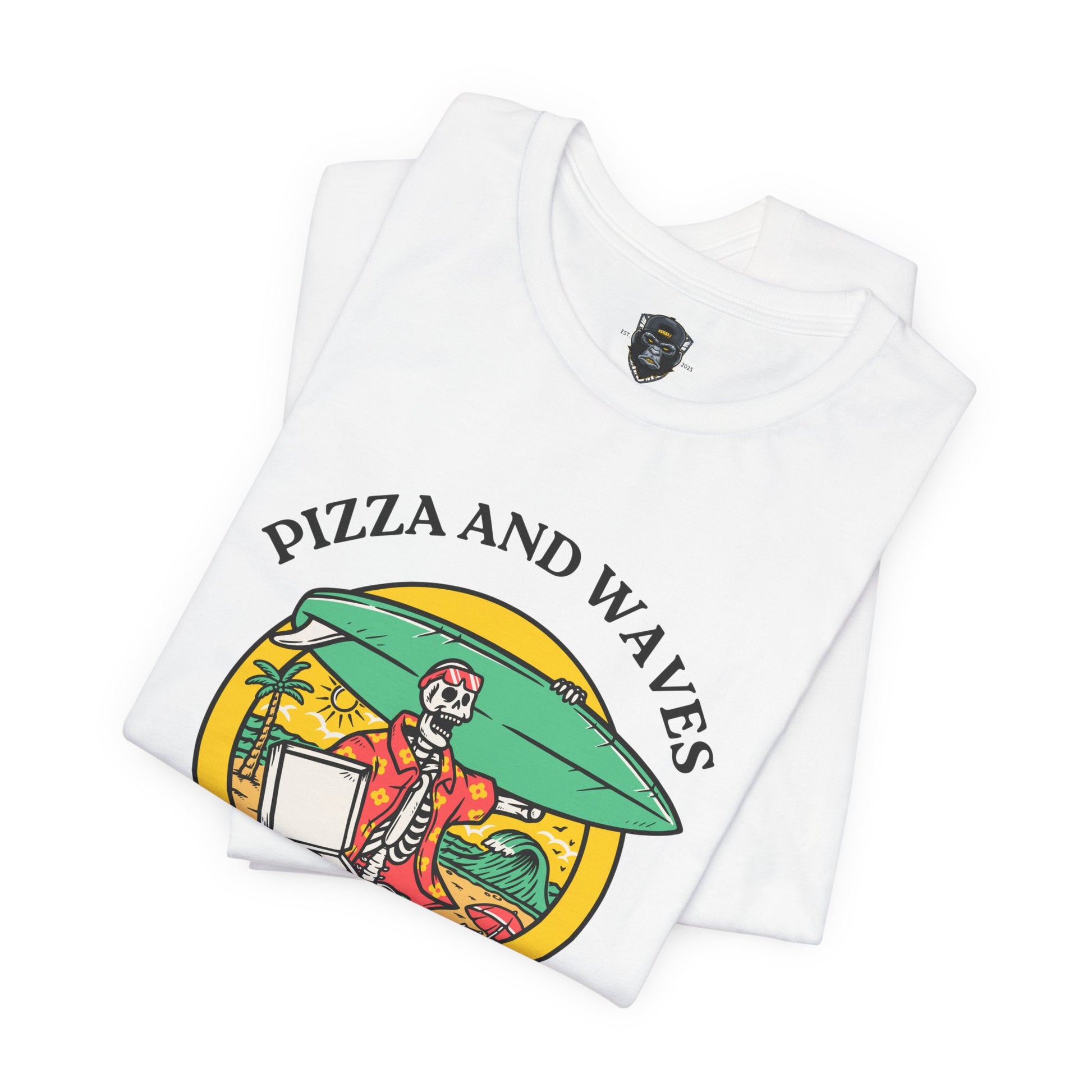 Surf-Inspired Pizza Tee - Perfect for Beach Lovers, Summer Vibes, Casual Wear