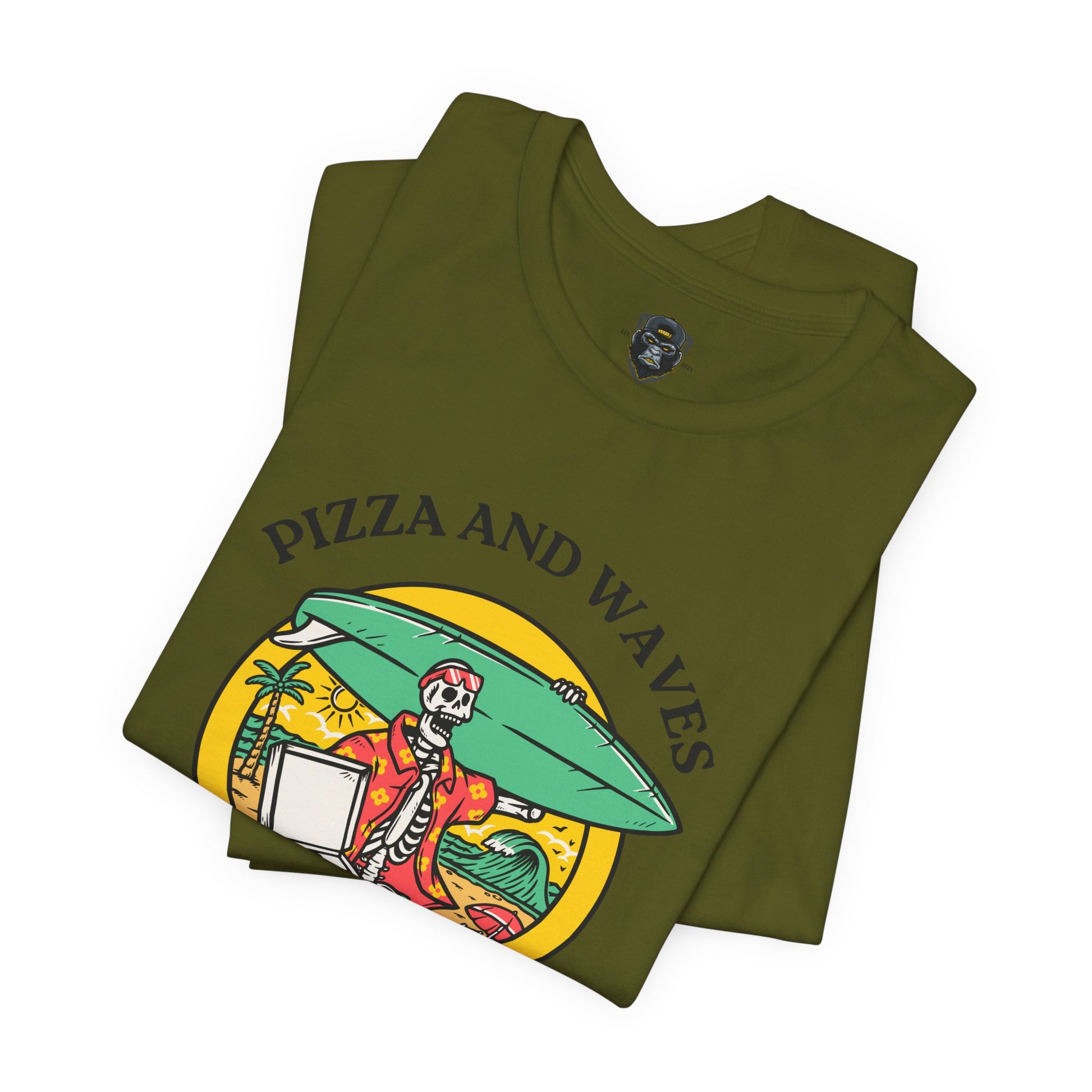 Surf-Inspired Pizza Tee - Perfect for Beach Lovers, Summer Vibes, Casual Wear