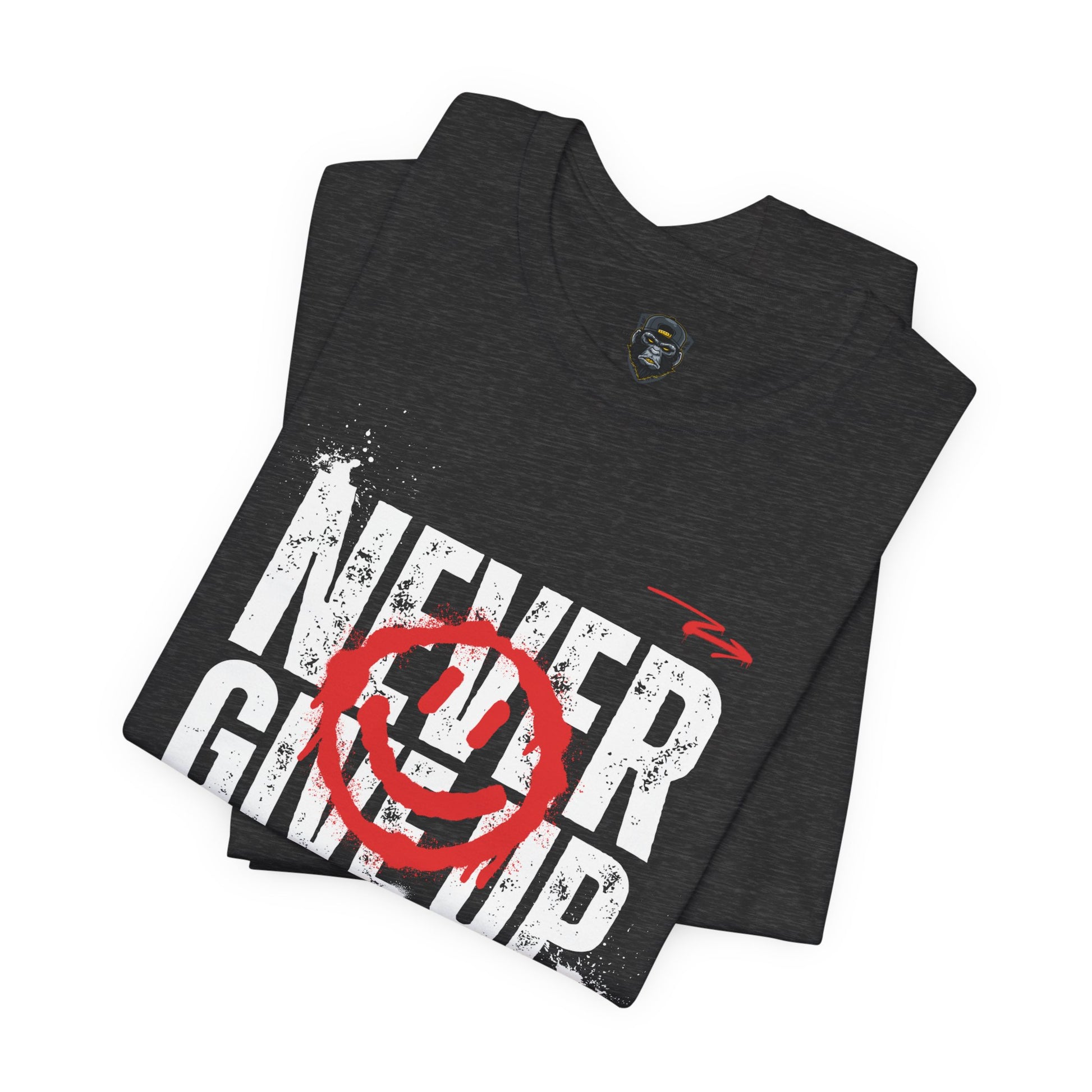 Motivational Tee - 'Never Give Up' Graphic Shirt, Workout Tee, Inspirational Gift