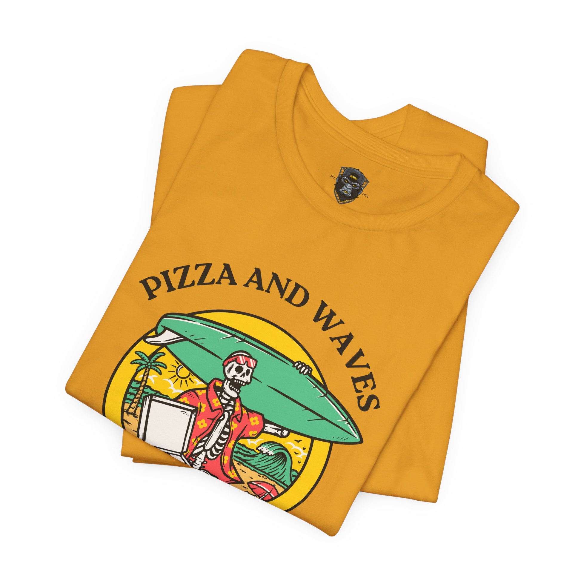 Surf-Inspired Pizza Tee - Perfect for Beach Lovers, Summer Vibes, Casual Wear