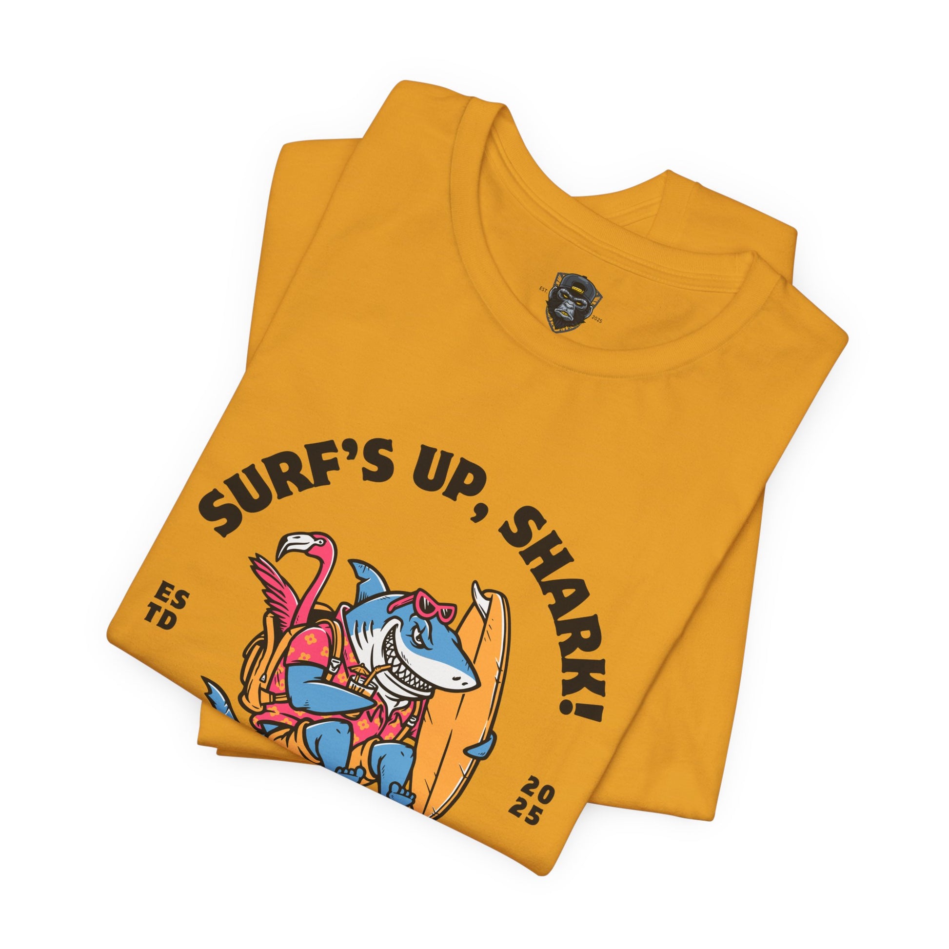 Surf's Up Shark! Tee, Beach Vibes Shirt, Surfing Apparel, Dad Gift, Summer Fun T-Shirt