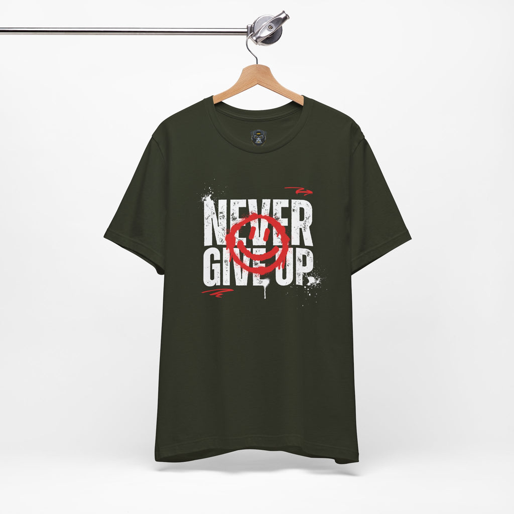 Motivational Tee - 'Never Give Up' Graphic Shirt, Workout Tee, Inspirational Gift