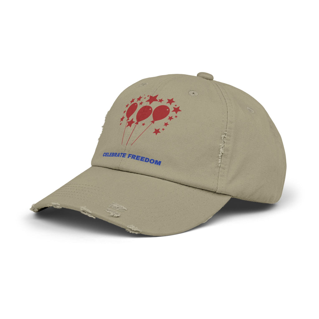 Celebrate Freedom Distressed Cap, Unisex Baseball Hat, Vintage Style Cap