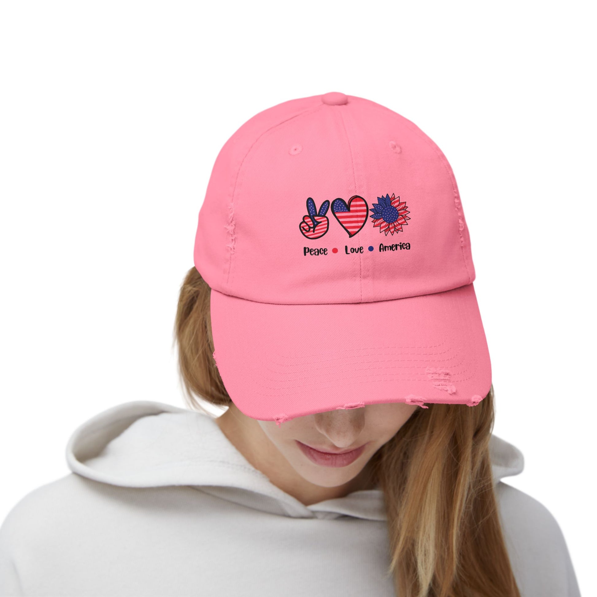 Unisex Distressed Cap with Heart Design, Trendy Hat, Casual Accessory, Gift for Him/Her, Summer Style, Everyday Wear