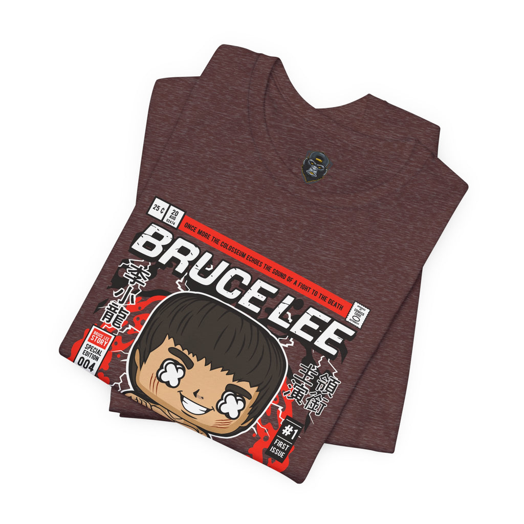 Bruce Lee Cartoon Short Sleeve Tee, Unisex Graphic T-Shirt, Martial Arts Apparel, Gift for Bruce Lee Fans