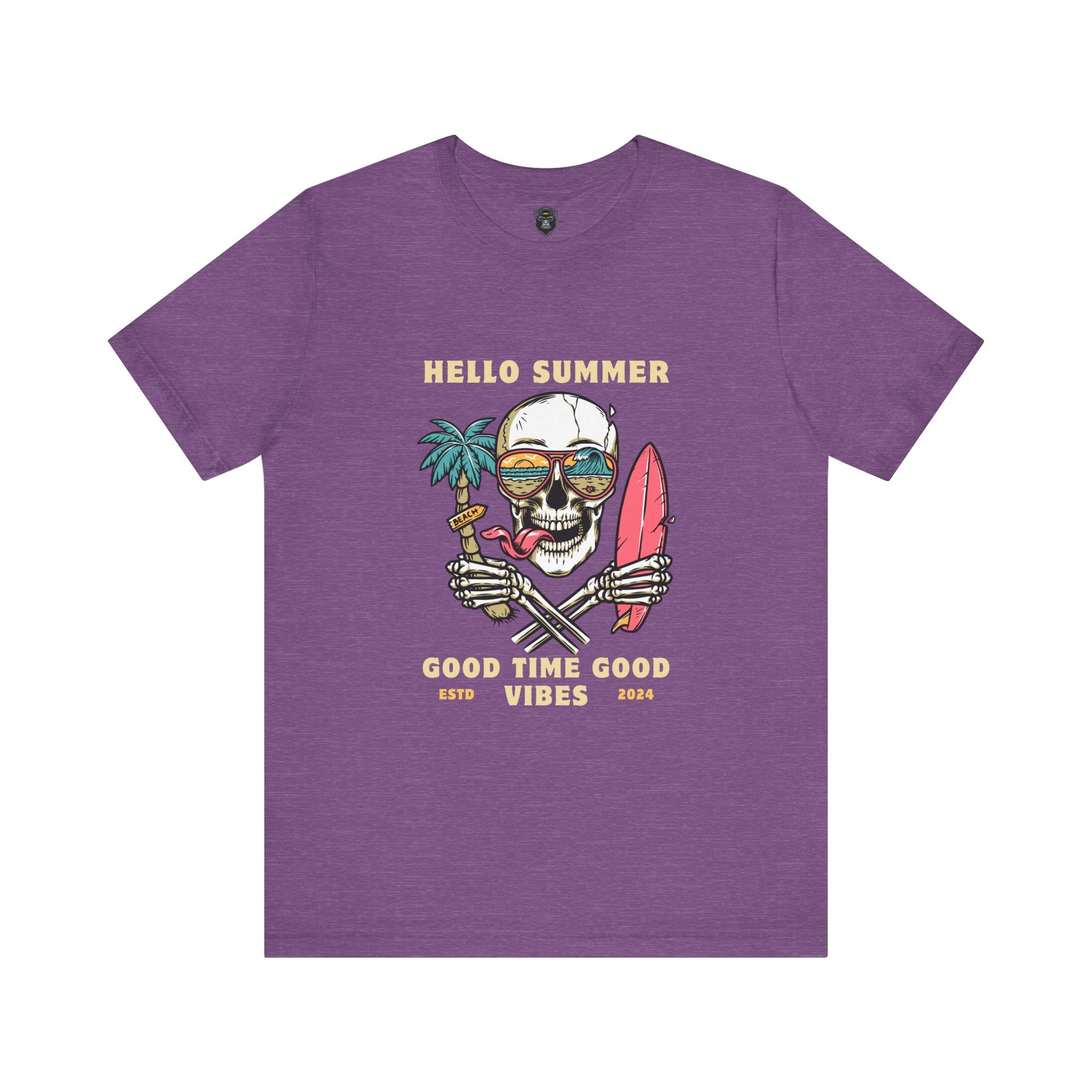 Summer Vibes Skull Tee, T-Shirt, Beachwear, Festival Shirt, Casual Summer Top, Gift for Him/Her