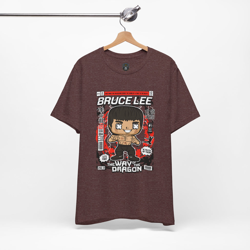 Bruce Lee Cartoon Short Sleeve Tee, Unisex Graphic T-Shirt, Martial Arts Apparel, Gift for Bruce Lee Fans